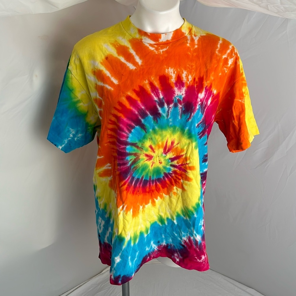 Sof Tee custom multicolor rainbow swirl tie-dye short sleeve t-shirt